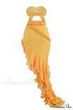 Fleur Yellow Stylish Strapless Cutout Gown