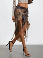 Flexible Waist Draped Frill Skirt