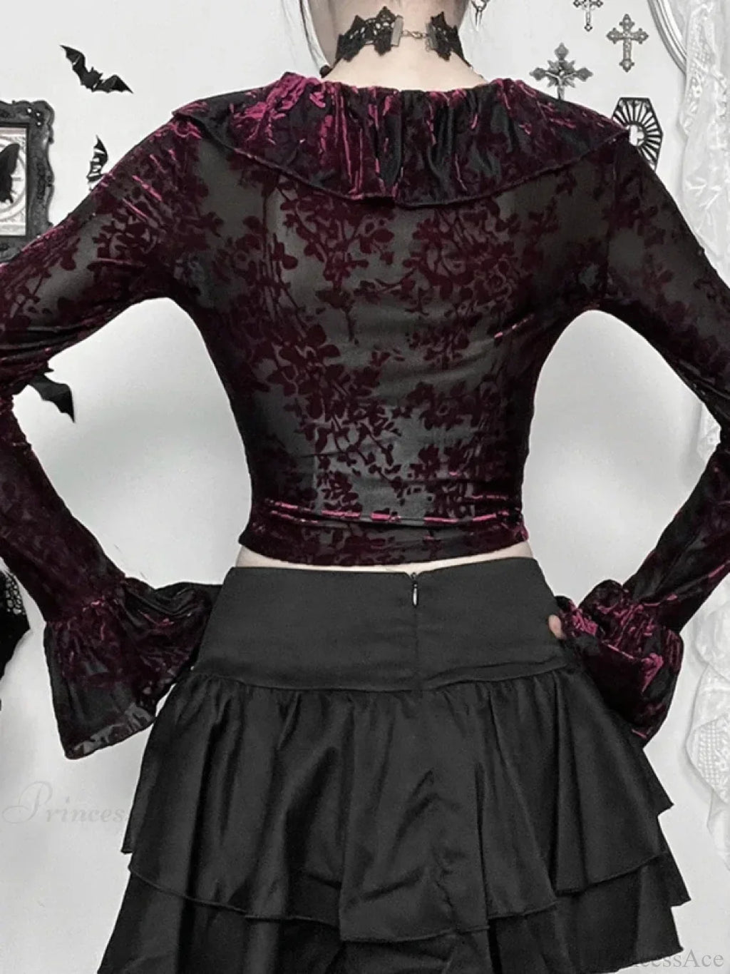 Flocking Ruffled Knit Top