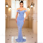 Floor Length Rhinestone Party Dress