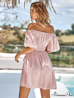 Floral Bubble Sleeves High Waist Dress