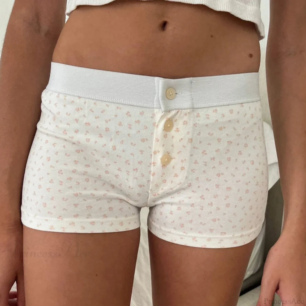 Floral Button Low-Rise Short