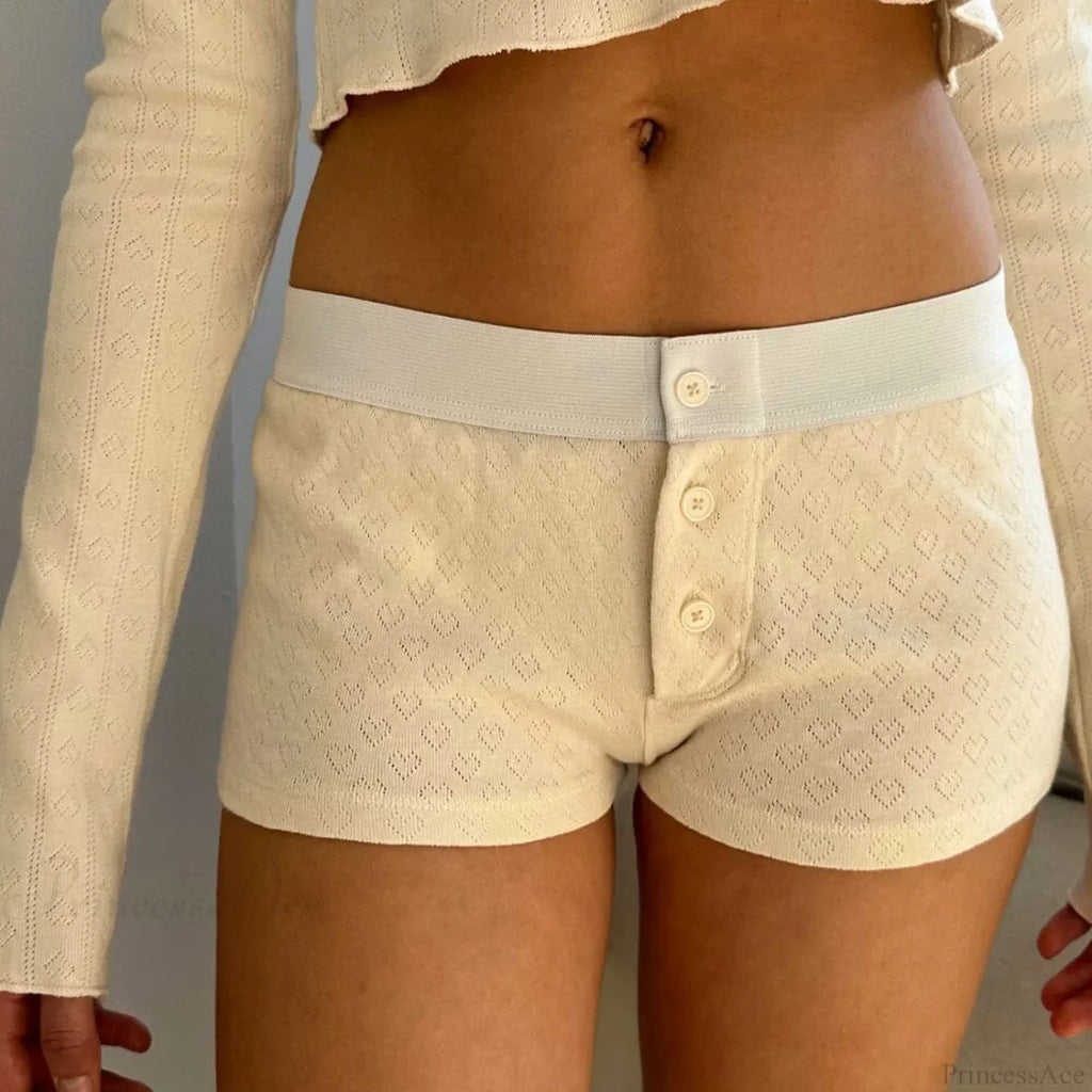 Floral Button Low-Rise Short