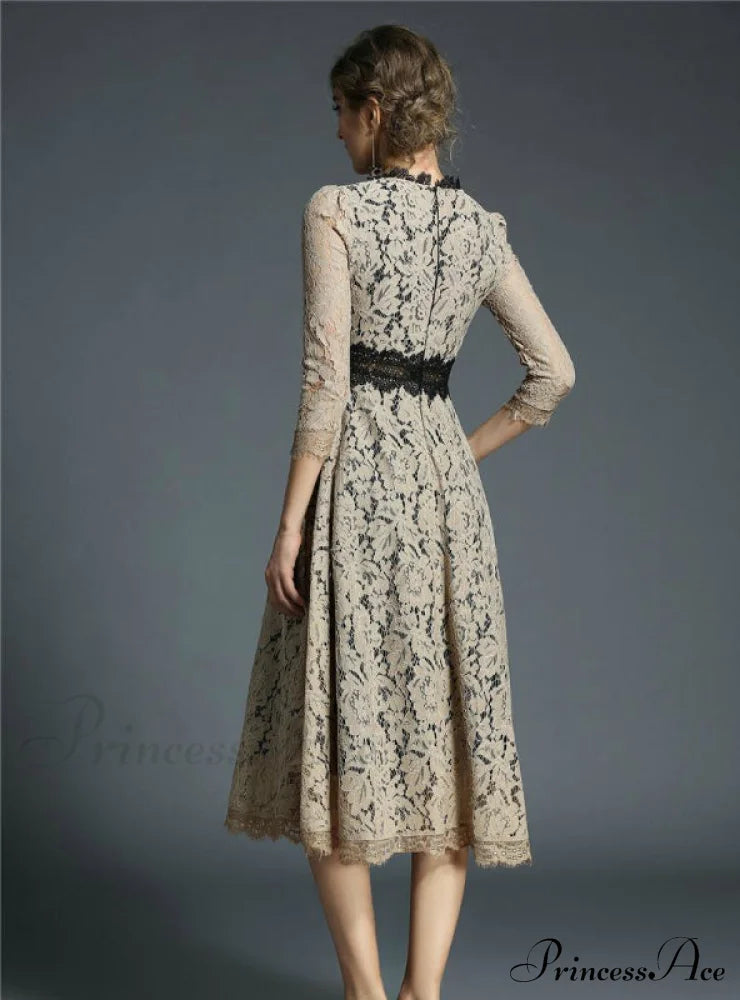 Floral Crochet Hollow Out Patchwork Lace Dress