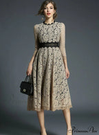 Floral Crochet Hollow Out Patchwork Lace Dress