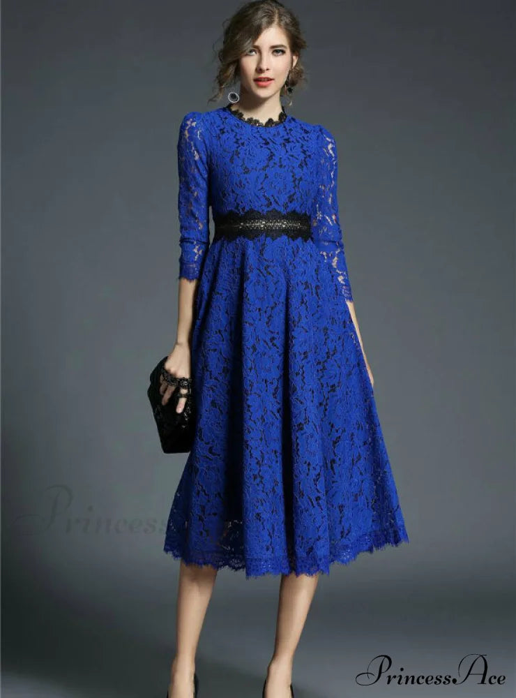 Floral Crochet Hollow Out Patchwork Lace Dress