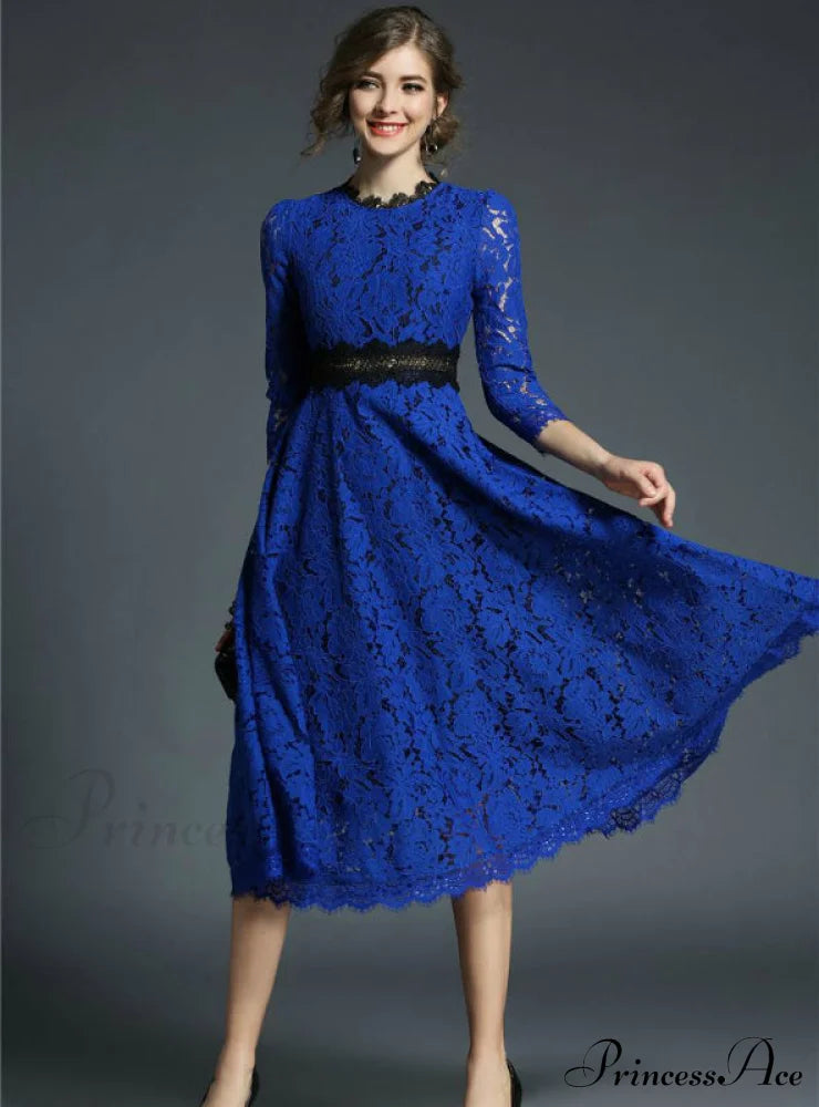 Floral Crochet Hollow Out Patchwork Lace Dress