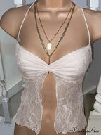 Floral Crop y2k Spaghetti Strap Sleeveless Lace Camisole Women Halter Tank Streetwear Tank top