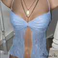 Floral Crop y2k Spaghetti Strap Sleeveless Lace Camisole Women Halter Tank Streetwear Tank top