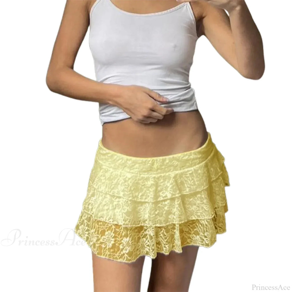Floral Elastic Layered Skirt
