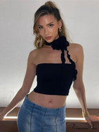 Floral Frill Strappy Charming Wrap Around Crop Top