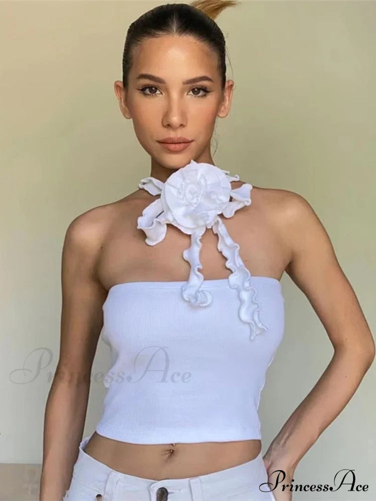 Floral Frill Strappy Charming Wrap Around Crop Top