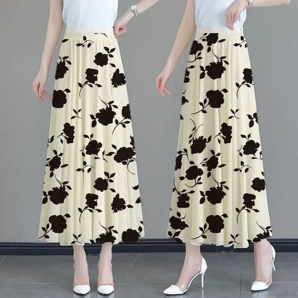 Floral High Waist Patchwork Chiffon Beach Skirt