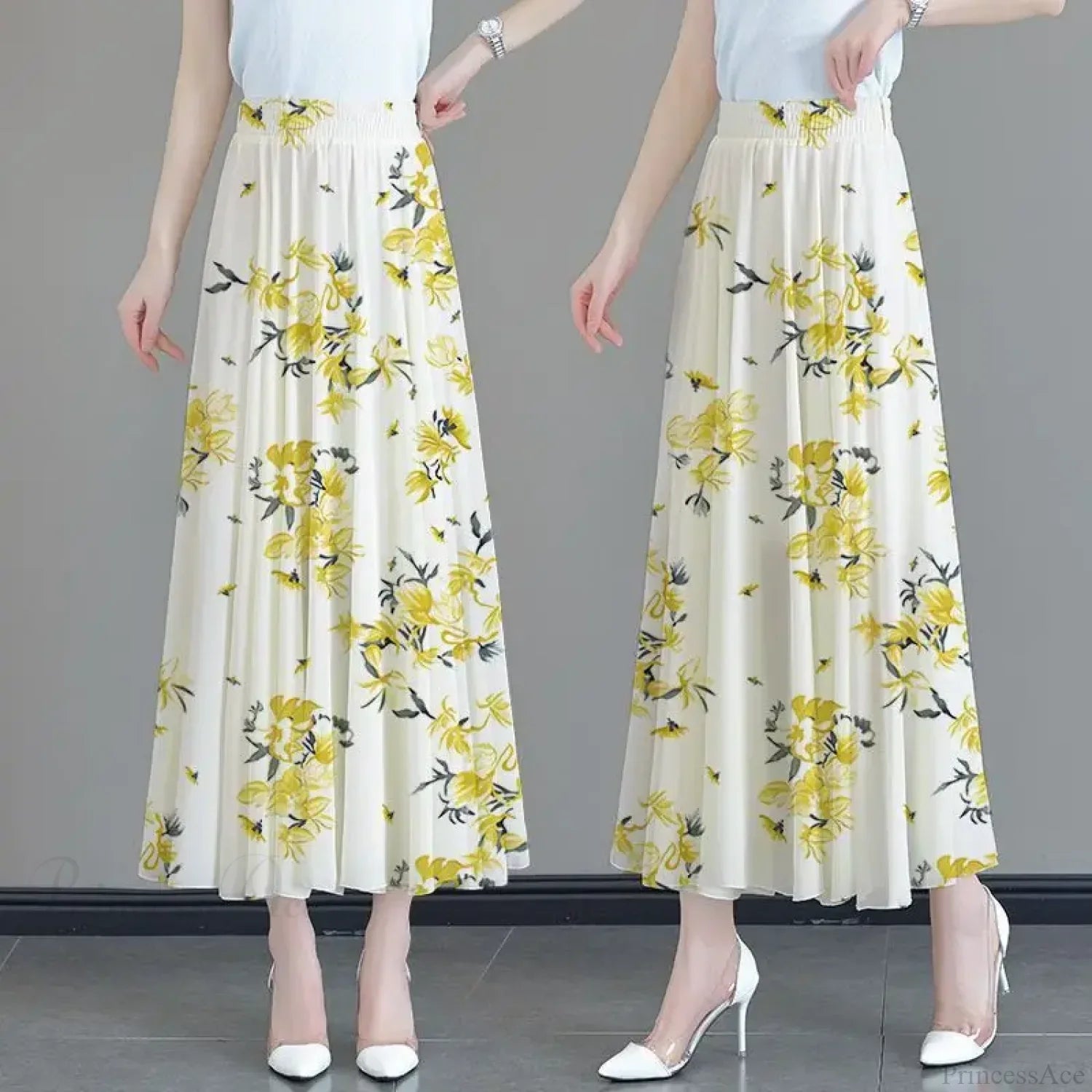 Floral High Waist Patchwork Chiffon Beach Skirt