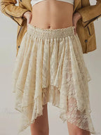 Floral Lace Irregular Hem Skirt