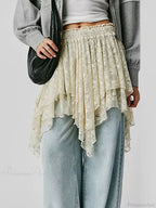 Floral Lace Irregular Hem Skirt
