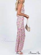 Floral Lace Trim Trendy Checkered Cropped Floral Dress