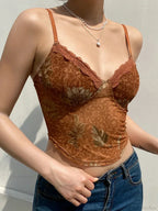 Floral Mesh Vintage Aesthetic Y2K Crop Top