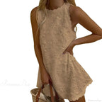 Floral Off-Shoulder Embroidery Loose Hem Floral Dress