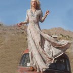 Floral Print Chiffon Boho Dress