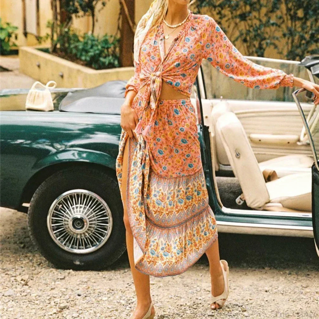 Floral Print Ethnic Beach Boho Rayon Skirt