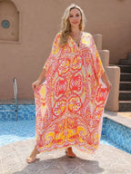 Floral Print Long Dress Cover Up
