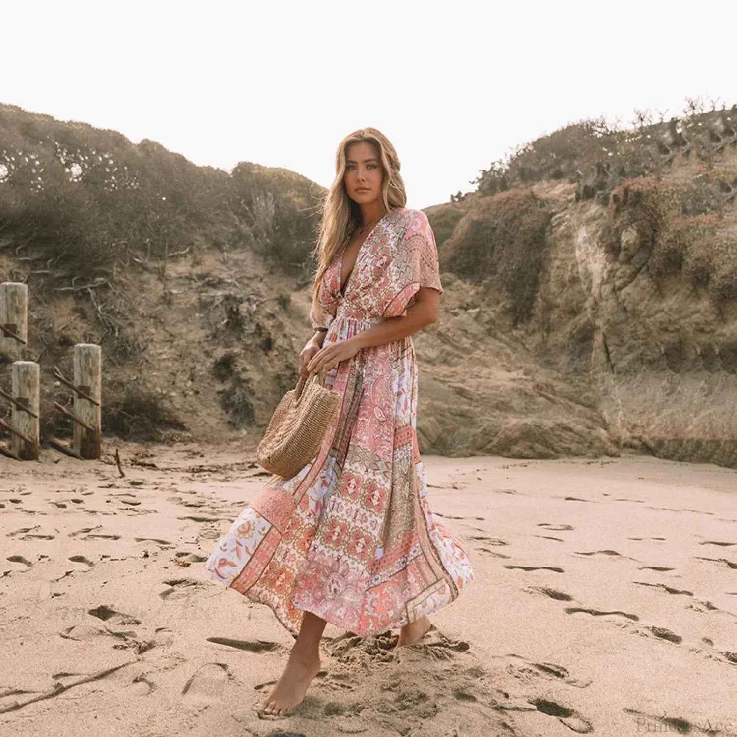 Floral Print Smock Frock Bikini Cover-Up