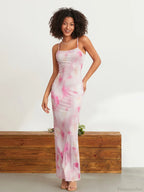Floral Print Spaghetti Strap Bodycon Wrap Slip Sundress Floral Dress
