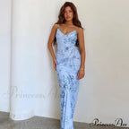 Floral Print Suspender V-neck Maxi Chic Female Beach Party Club Bodycon Dress