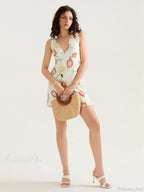Floral Print Tied Shoulder Backless Sleeveless Mini Vacation Floral Dress