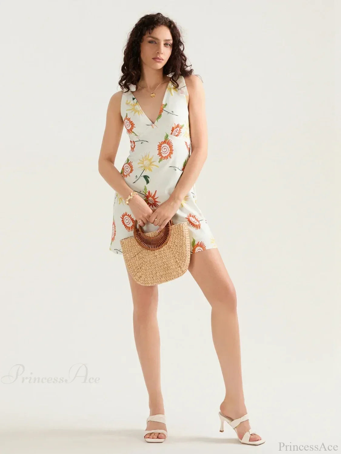 Floral Print Tied Shoulder Backless Sleeveless Mini Vacation Floral Dress