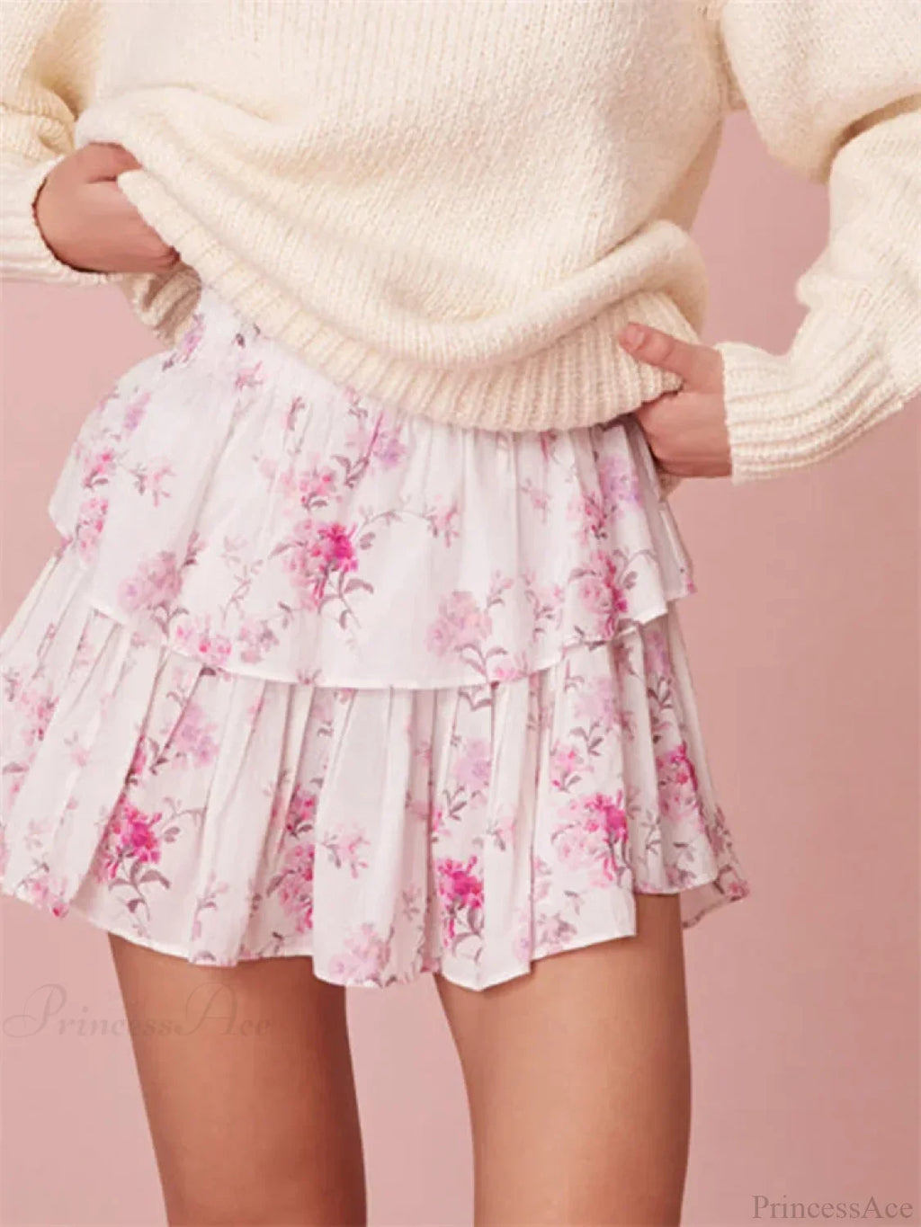 Floral Print Tiered Ruffle Skirt