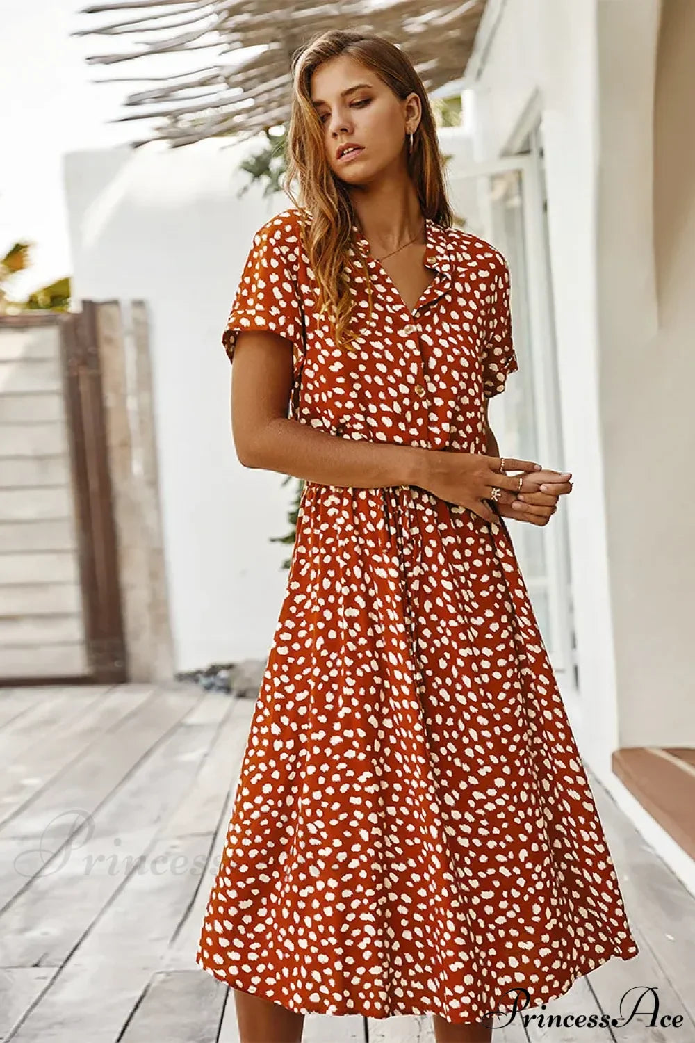 Floral Print Vintage Short Sleeve Boho Dress