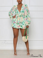 Floral Printed Puff Trendy Sleeve Midi Dress