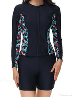 Floral Rashguard Surf Suit Two Piece Set