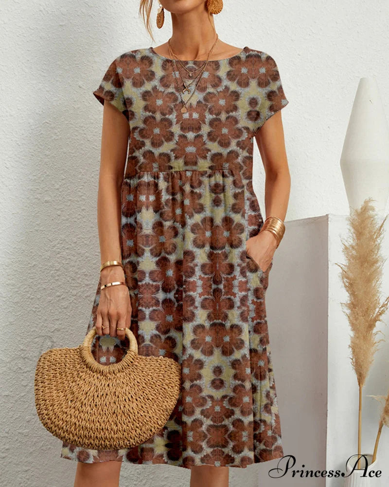 Floral Round Neck Dress