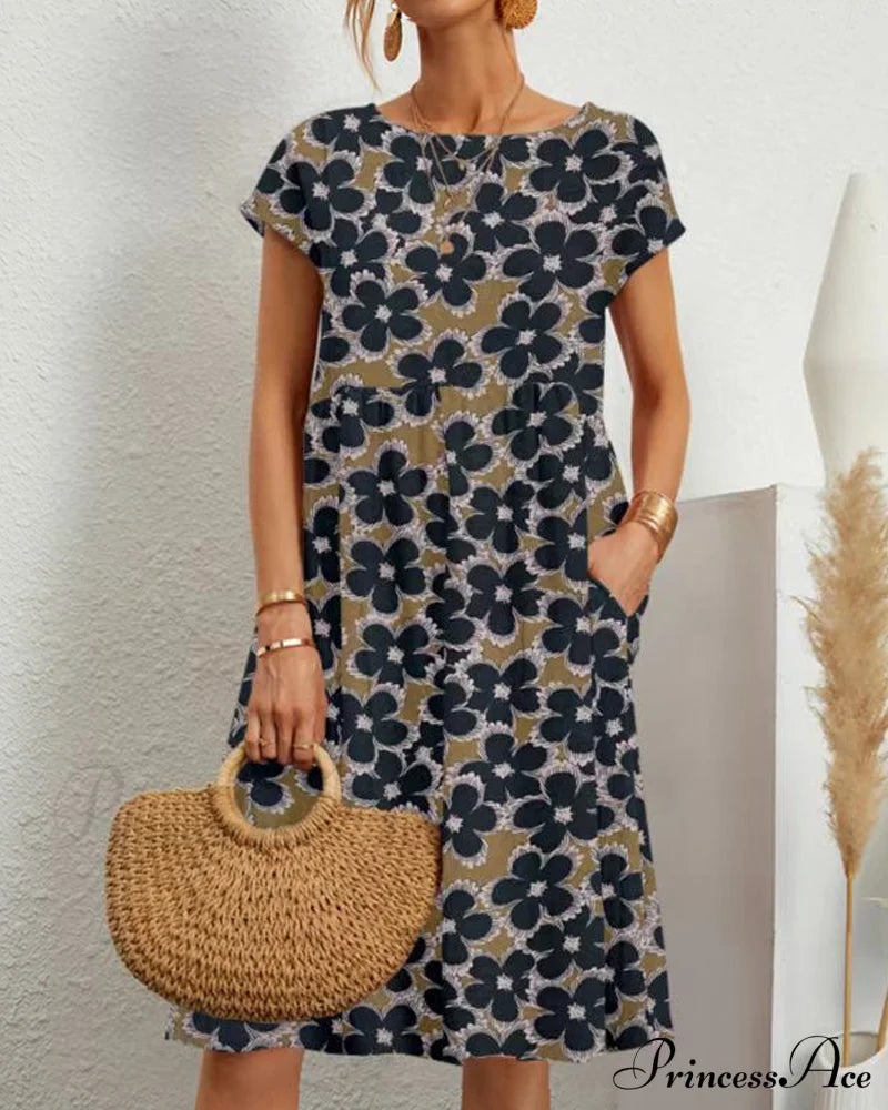 Floral Round Neck Dress