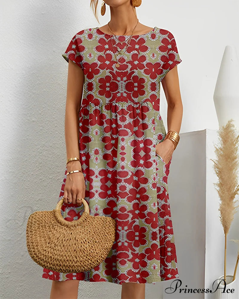 Floral Round Neck Dress