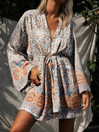Floral Sashes Boho Kimono Bikini Cover-up