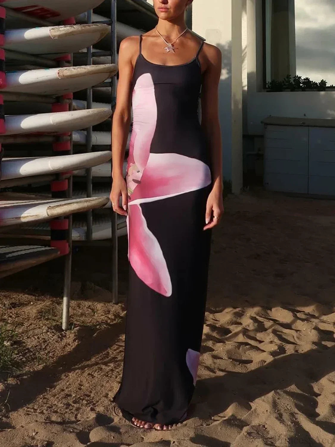 Floral Slip Spaghetti Strap Backless Boho Sundress