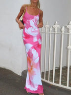 Floral Slip Spaghetti Strap Backless Boho Sundress