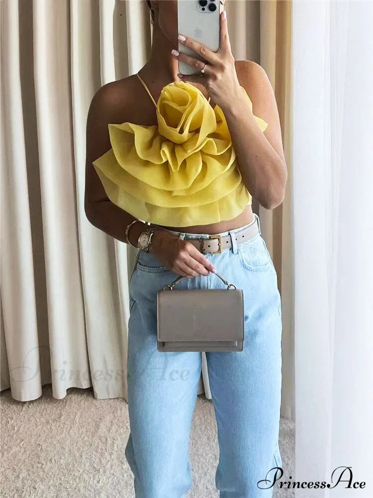 Floral Tie Strap Sheer Lace Mesh Sophisticated Scalloped Crop Tube Top - Lilac