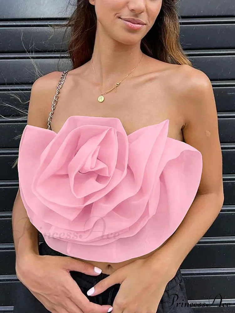 Floral Tie Strap Sheer Lace Mesh Sophisticated Scalloped Crop Tube Top - Lilac