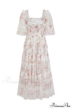 Floral Tulle Ruffle Charming Layered Maxi Dress