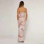 Floral V-neck Slim Maxi Floral Dress