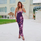 Floral V-neck Slim Maxi Floral Dress
