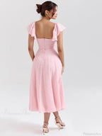 Floral Waist Wrap A-line Vacation Dress