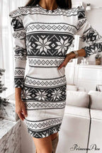 Florcoo Stitching Flower Picture Modern Double V-neck Midi Dress