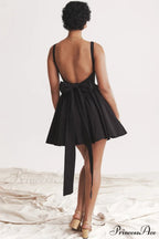 Florianne Black Stylish Bow Mini Dress