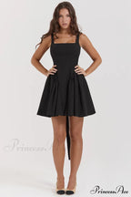 Florianne Black Stylish Bow Mini Dress